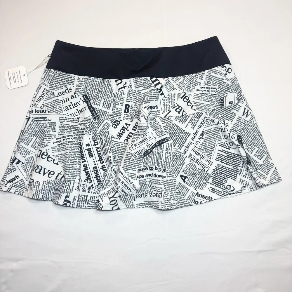 Queen of the Court Skort Skirt L Newsprint Newspaper Tennis Pickleball Golf